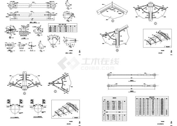 某高校看台张拉膜结构施工CAD图-图二