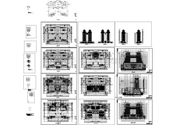 某双子塔综合大楼建筑施工设计图-图一
