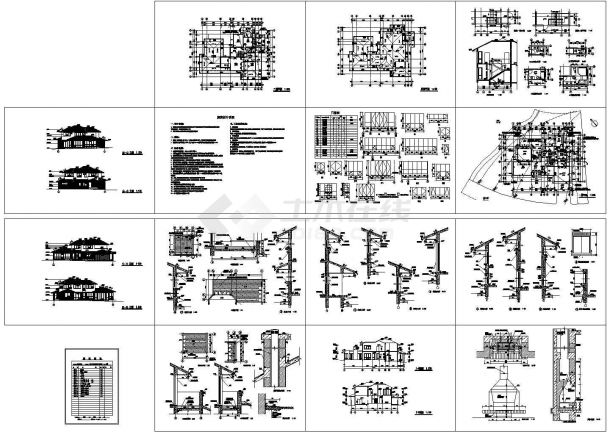 西湖高尔夫别墅规划设计建筑施工cad图纸，共十四张-图一