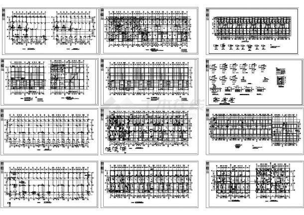 芜湖7层底框砖混住宅楼结构设计施工cad图纸，共十二张-图一