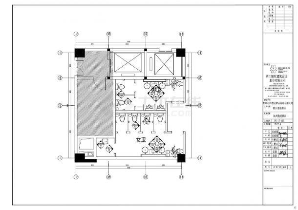 杭州逸庭酒店公区施工图 二层卫生间装饰设计施工CAD图-图二