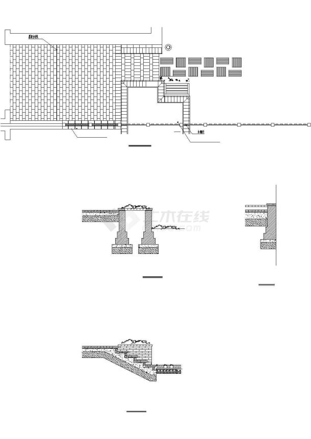 某地复古小院台阶建筑图纸-图二