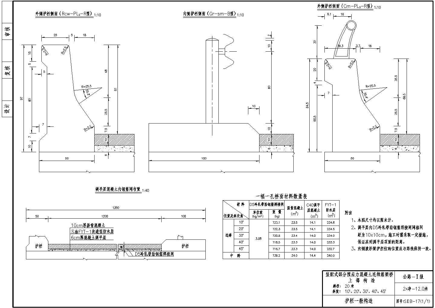 预应力混凝土连续箱梁(斜交)护栏一般构造节点详图设计