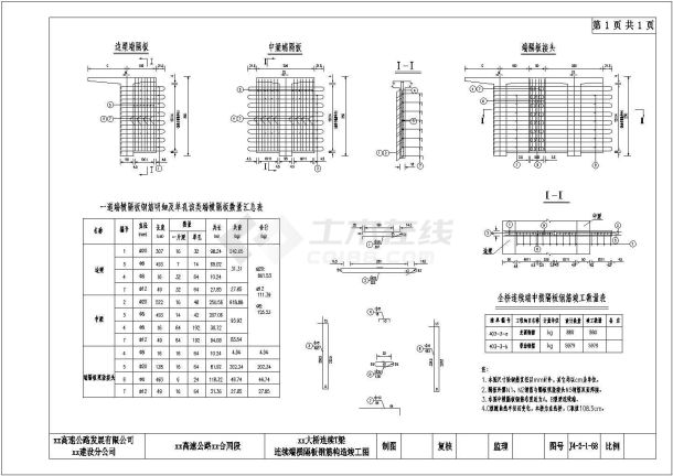 预应力钢筋混凝土T梁连续端横隔板钢筋构造节点详图设计-图一