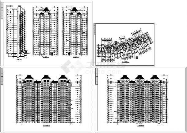 某高层混凝土框架结构住宅楼设计cad建筑方案图（标注详细）-图一