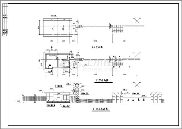 某工厂门卫建筑设计方案CAD图-图一