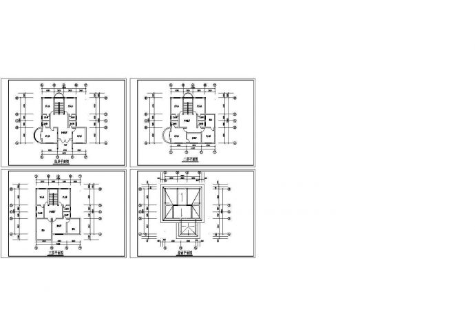 三层别墅方案建筑设计cad图(含平面图，共四张)_图1