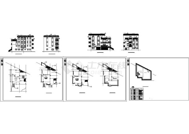 某地乡村小型多层别墅全套施工设计cad图纸（含门窗表）-图一