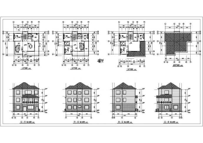 某地农村实用性住宅楼全套建筑施工cad方案图（含剖面图，立面图）_图1