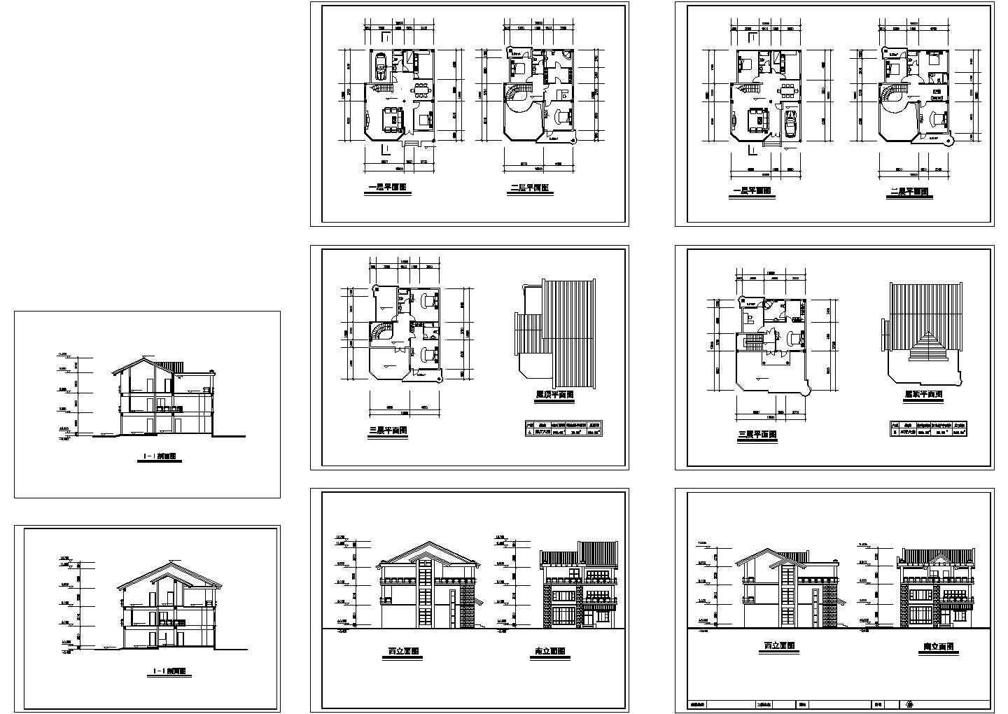 【南京】某郊区小型多层别墅全套建筑施工设计cad图纸