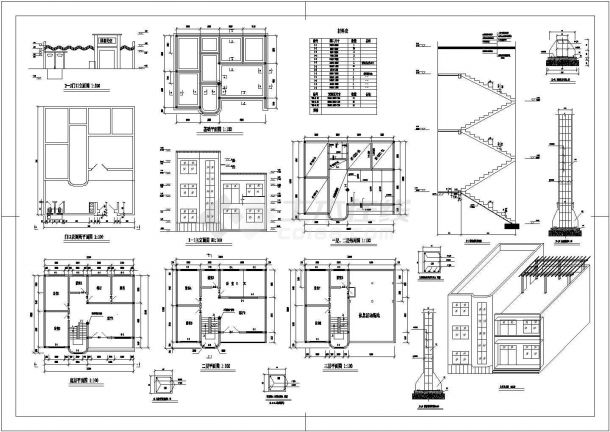 某三层砖混结构民房设计cad全套建筑施工图纸（标注详细）-图一