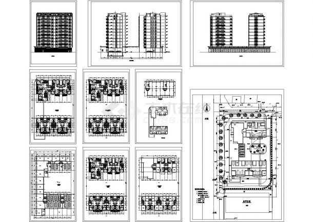 某小高层框架结构住宅楼方案设计cad全套建筑图（甲级院设计）-图一