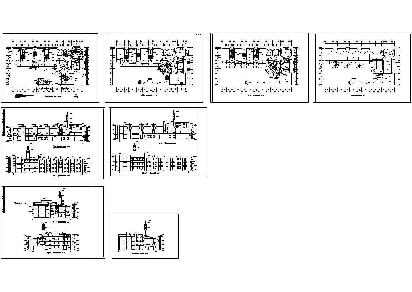 前海花园幼儿园教学楼全套建筑施工设计cad图纸（含平立面图）