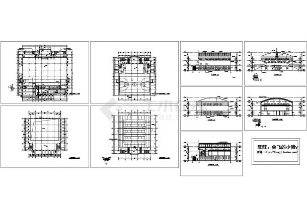 3层学校体育馆建筑施工全套非常实用设计cad图纸-图一