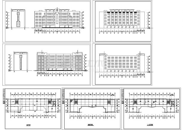 某大专院校教学楼全套建筑施工方案cad图（含二~五层平面图）-图一