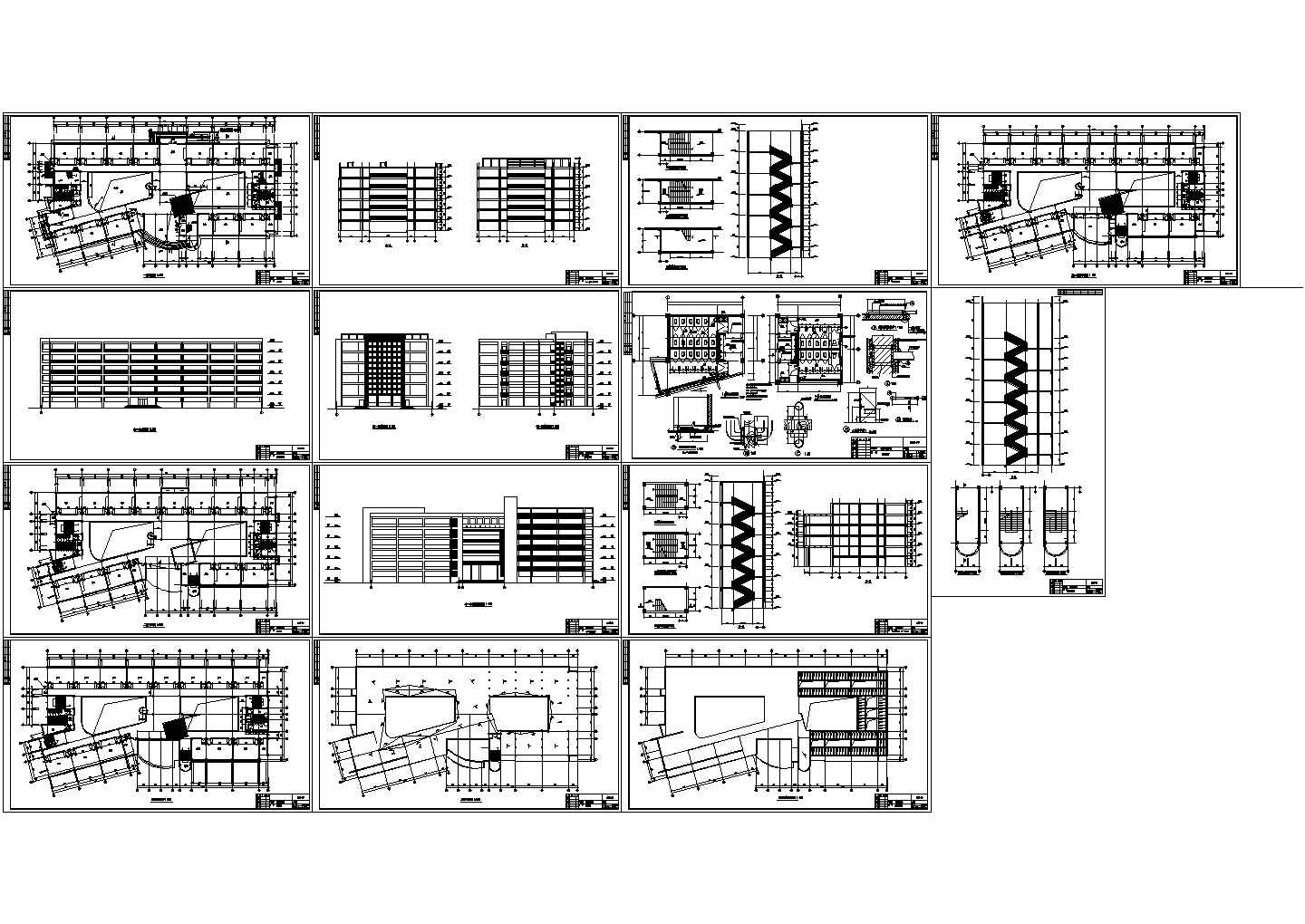 办公楼设计_某地大学办公楼全套建筑施工设计cad图纸（含梯底层平面图）