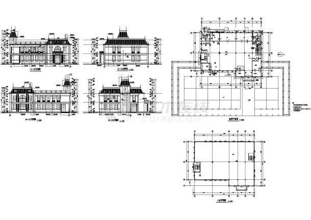 【大连】某二层会所设计CAD施工平面图纸-图一