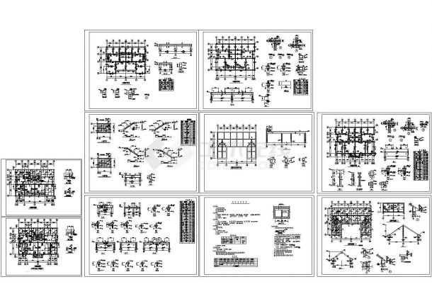 某3层坡屋顶砖混别墅结构施工图-图二