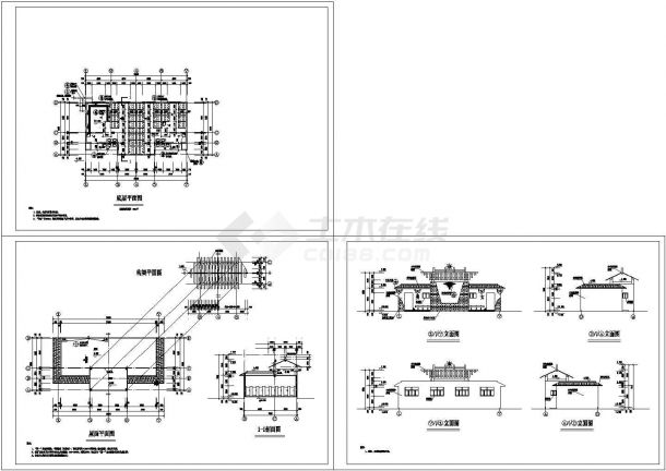 彝族风格公厕建筑设计CAD图纸-图一