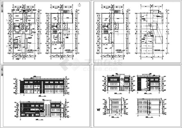 【上海】某现代平顶会所平立剖建筑施工图-图一