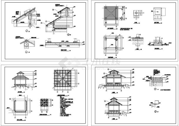 某2层木亭结构设计cad施工图-图一