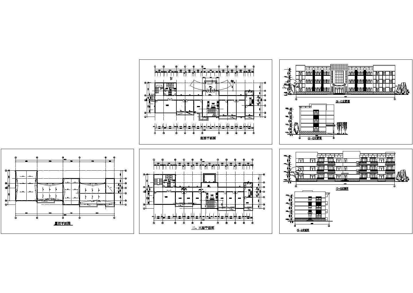 办公楼设计_某三层办公楼建筑设计CAD图