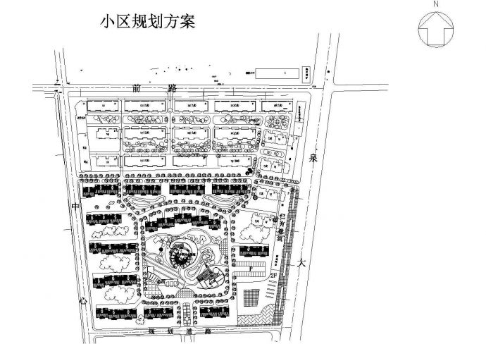 某四边形地块居民小区规划设计cad方案总平面图（甲级院设计）_图1