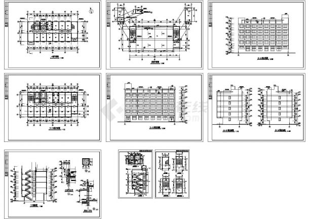 某多层框架剪力墙结构宿舍楼建筑设计cad全套施工图（标注详细）-图二
