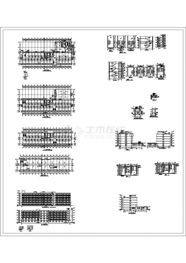 某多层框架剪力墙结构宿舍楼设计cad全套建筑施工图（甲级院设计）-图一