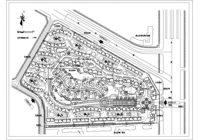 某不规则地块居民小区规划设计cad方案总平面图（甲级院设计）_图1