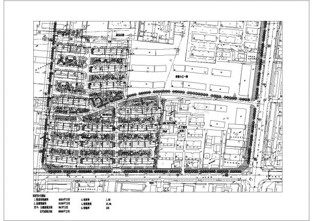某长方形地块住宅小区（规划用地面积48334㎡）规划设计cad方案总平面图（含经济技术指标）-图一