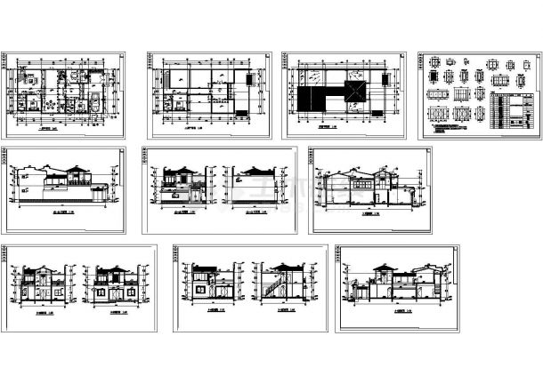 北方防古四合院别墅建筑设计施工CAD图-图二