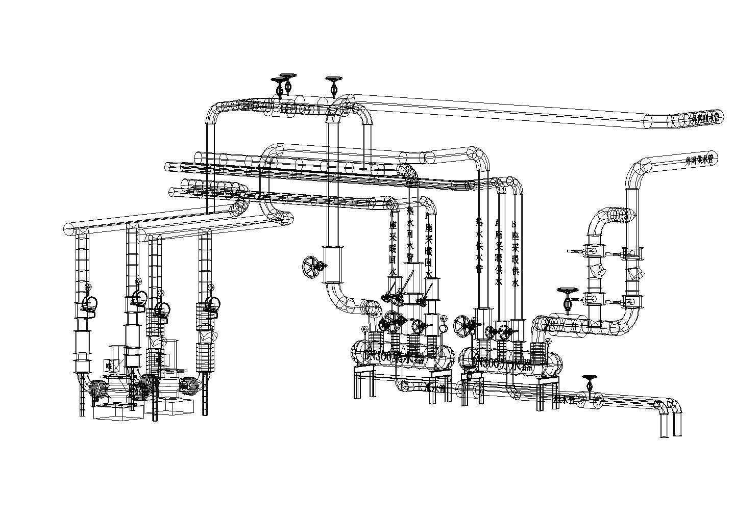 北京某项目地下室热水泵房三维设计图