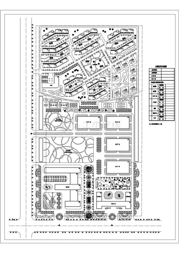 某长方形厂区规划设计cad总平面施工图（含经济技术指标）-图一