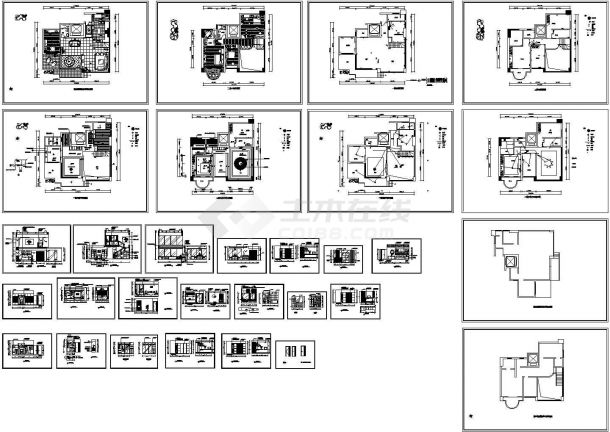 惠州某地休闲别墅全套装修施工设计cad图（含二层天花平面布置图）-图一