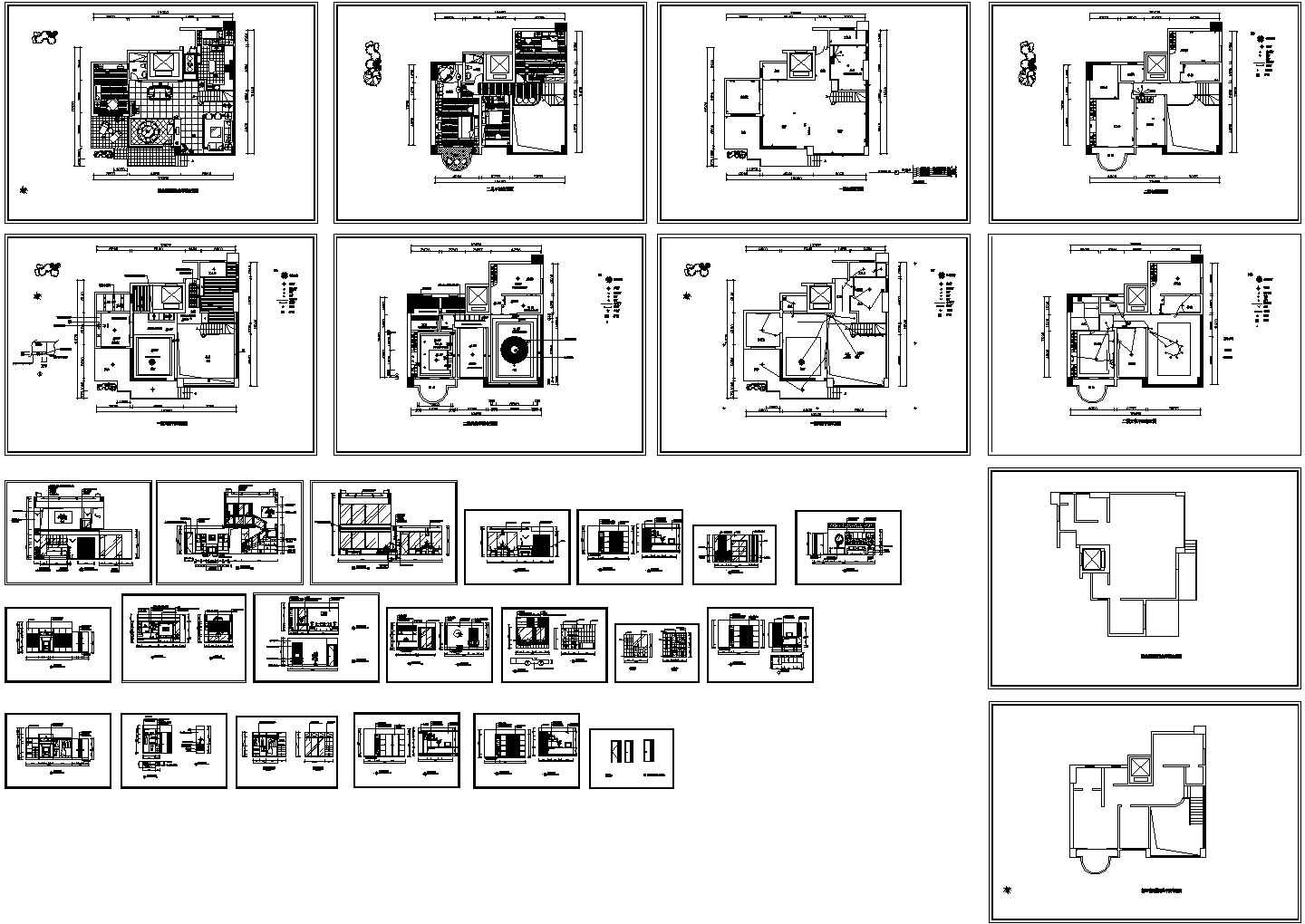 惠州某地休闲别墅全套装修施工设计cad图（含二层天花平面布置图）