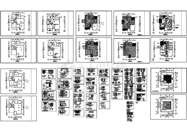 东莞某花园别墅中式全套装修施工设计cad图（含一层地面材料图）-图一