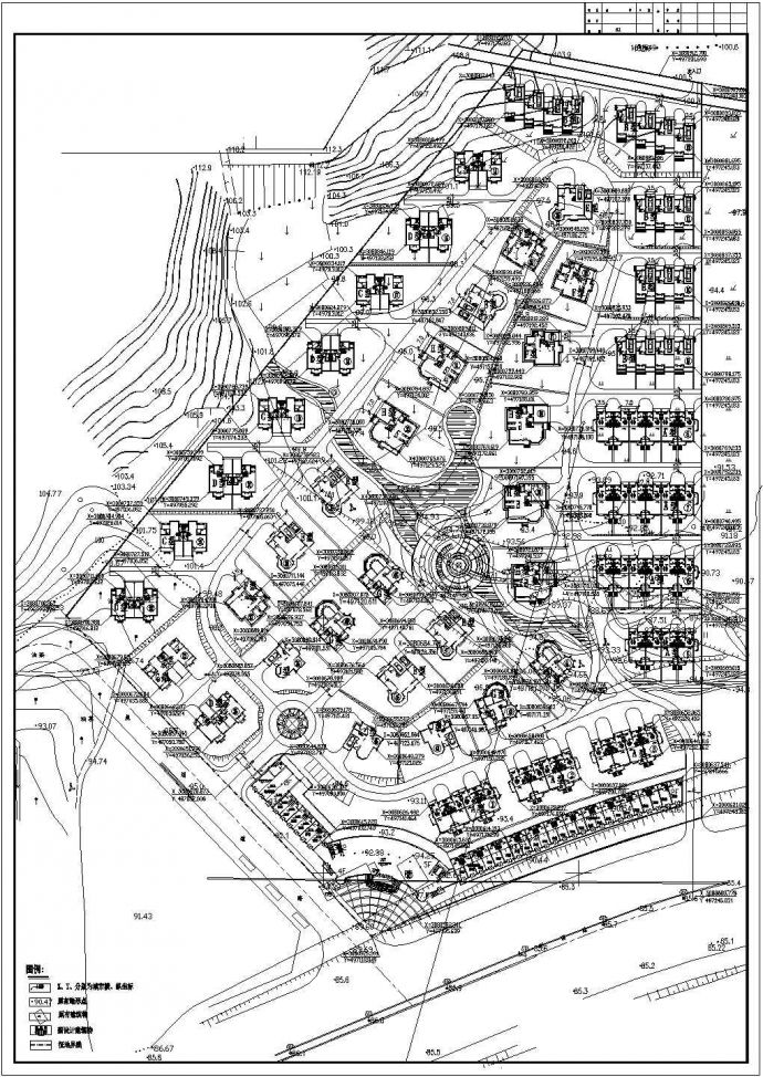 某城市不规则地块别墅区规划设计cad总平面方案图纸（标注详细）_图1