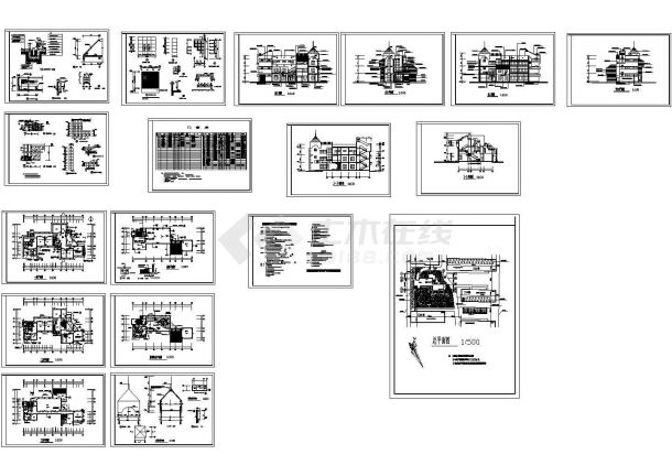 某住宅小区内多层框架结构会所建筑设计cad全套施工图纸（含设计说明）-图一