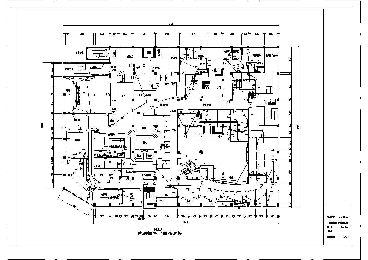 某洗浴中心施工CAD构造完整设计系统图