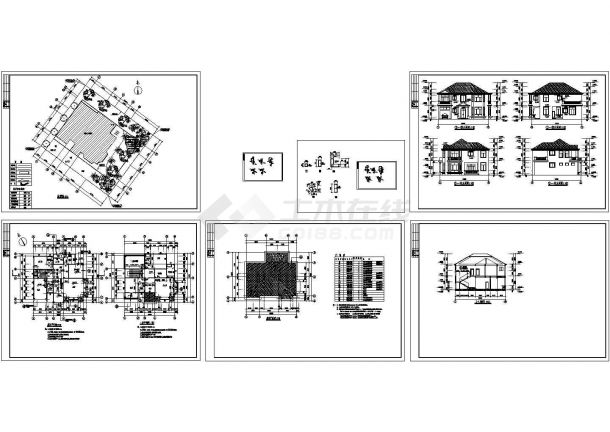 二层框架结构别墅结构CAD施工图-图一