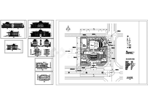 法院建筑立面图CAD总平面图-图二