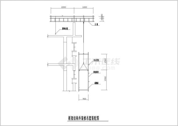 某工程建筑框架结构外装修吊兰装配设计CAD参考图-图一