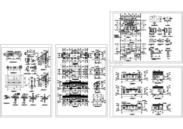 仿古管理用房建筑工程CAD施工设计图-图一