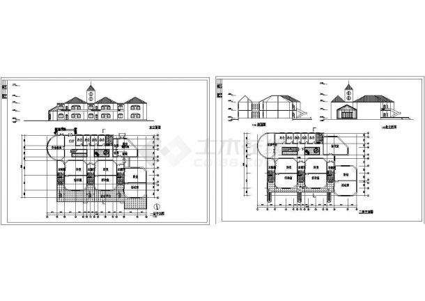某地幼儿园宿舍楼全套建筑设计方案cad图（含立面图，陪平面图）-图一