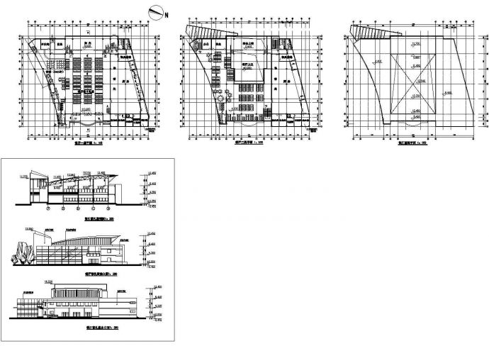 一中学多层食堂全套建筑施工设计cad图纸（含餐厅二层平面图）_图1