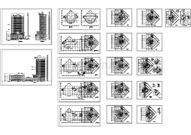 【上海】某二十二层大酒店cad建筑方案图-图一