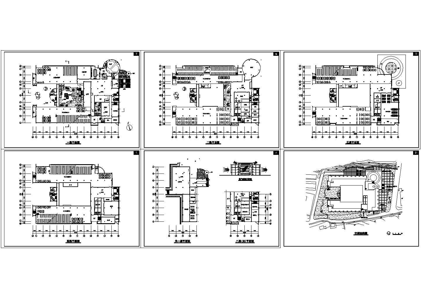 四川农大图书馆全套建筑施工设计cad图纸（含各层平面图）