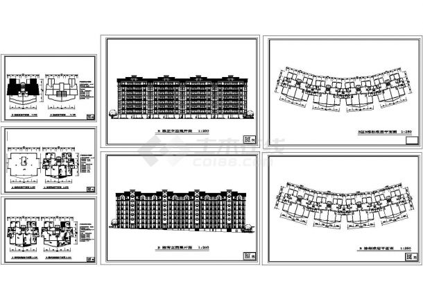 某多层框架结构弧形住宅楼平面及外立面CAD施工设计图（甲级院设计）-图一