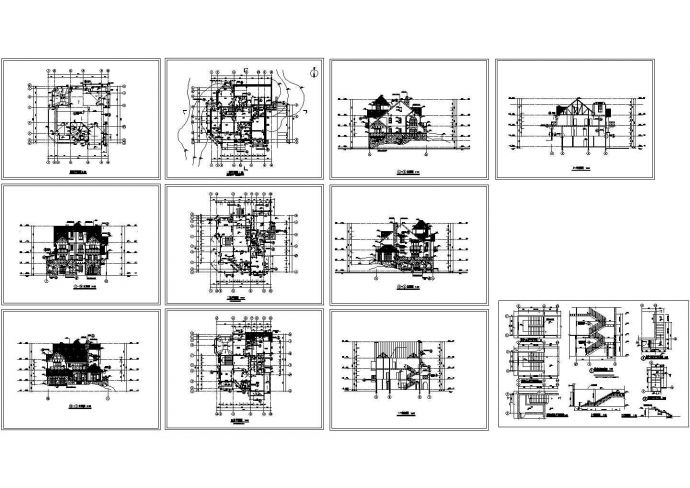 某地农村多层别墅全套建筑施工设计cad图（含楼梯A底层平面详图）_图1